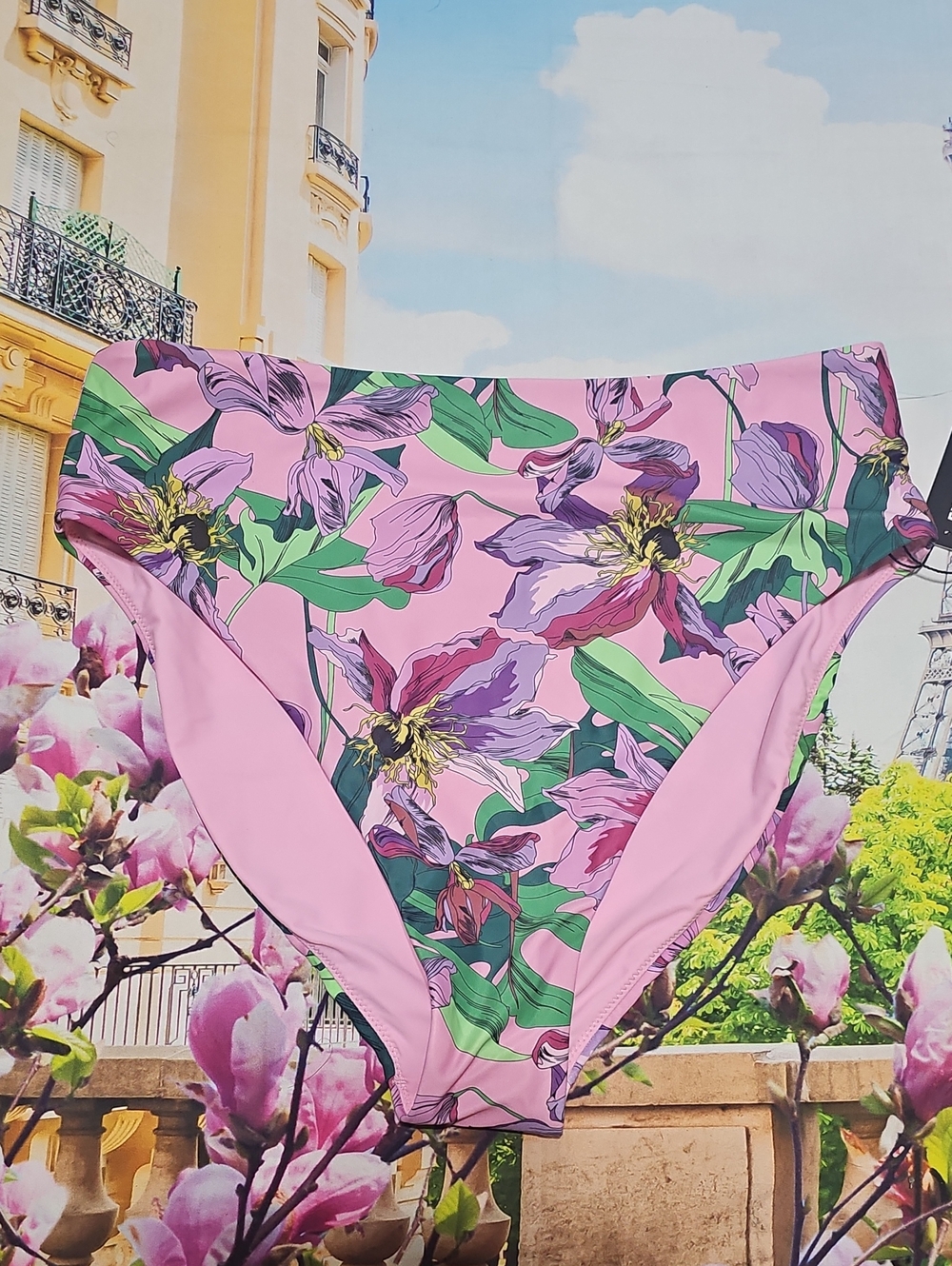 Express Pink Floral High-Waist Swim Bottoms Size XL New